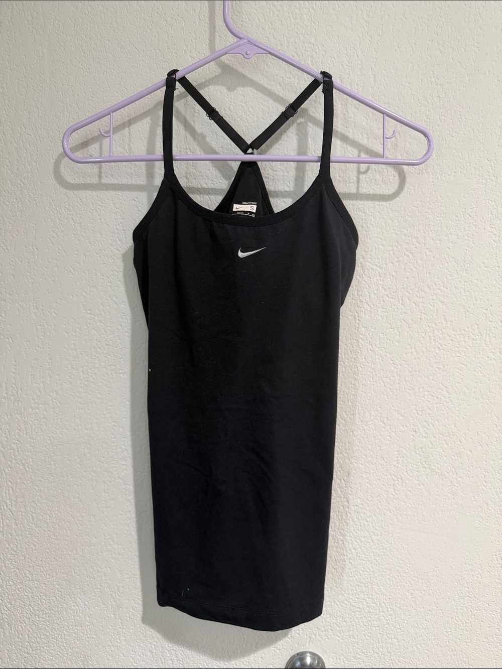 Nike Black Slim Racerback Tank with White Swoosh